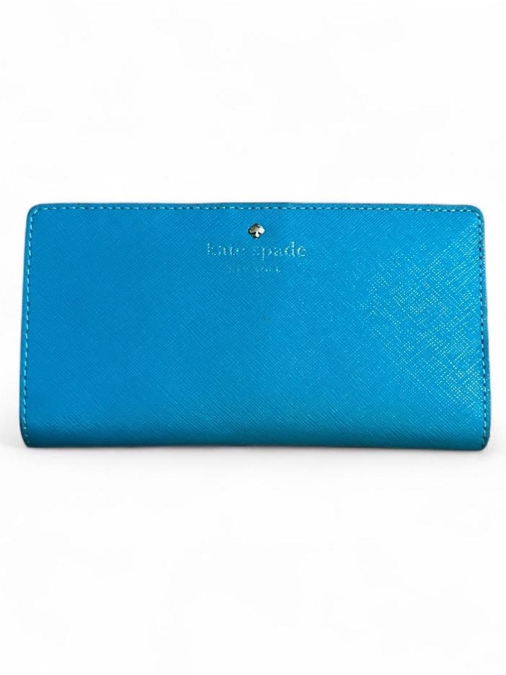 Kate Spade New York blue leather wallet with gold hardware